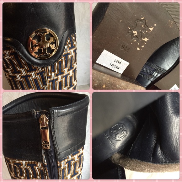 TORY BURCH SELMA NAVY BLUE KNEE BOOTS - Picture 8 of 8